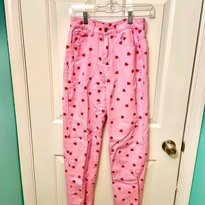 Pink and red heart jeans (SHEIN)